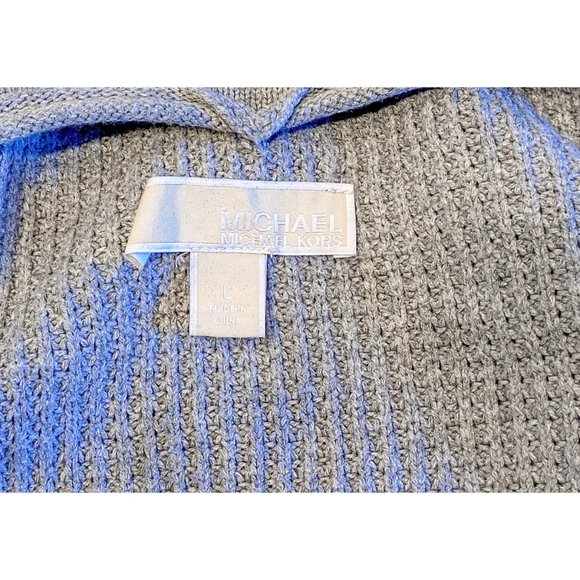 EUC Michael Kors Grey Cotton Turtleneck Midweight Knit Textured Logo Sweater - Picture 7 of 7